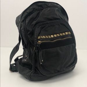 Black Soft Faux Leather Backpack